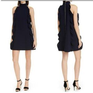 Ted Baker Navy Torriya Halter Ruffle Mini Dress Sz UK1/US 4